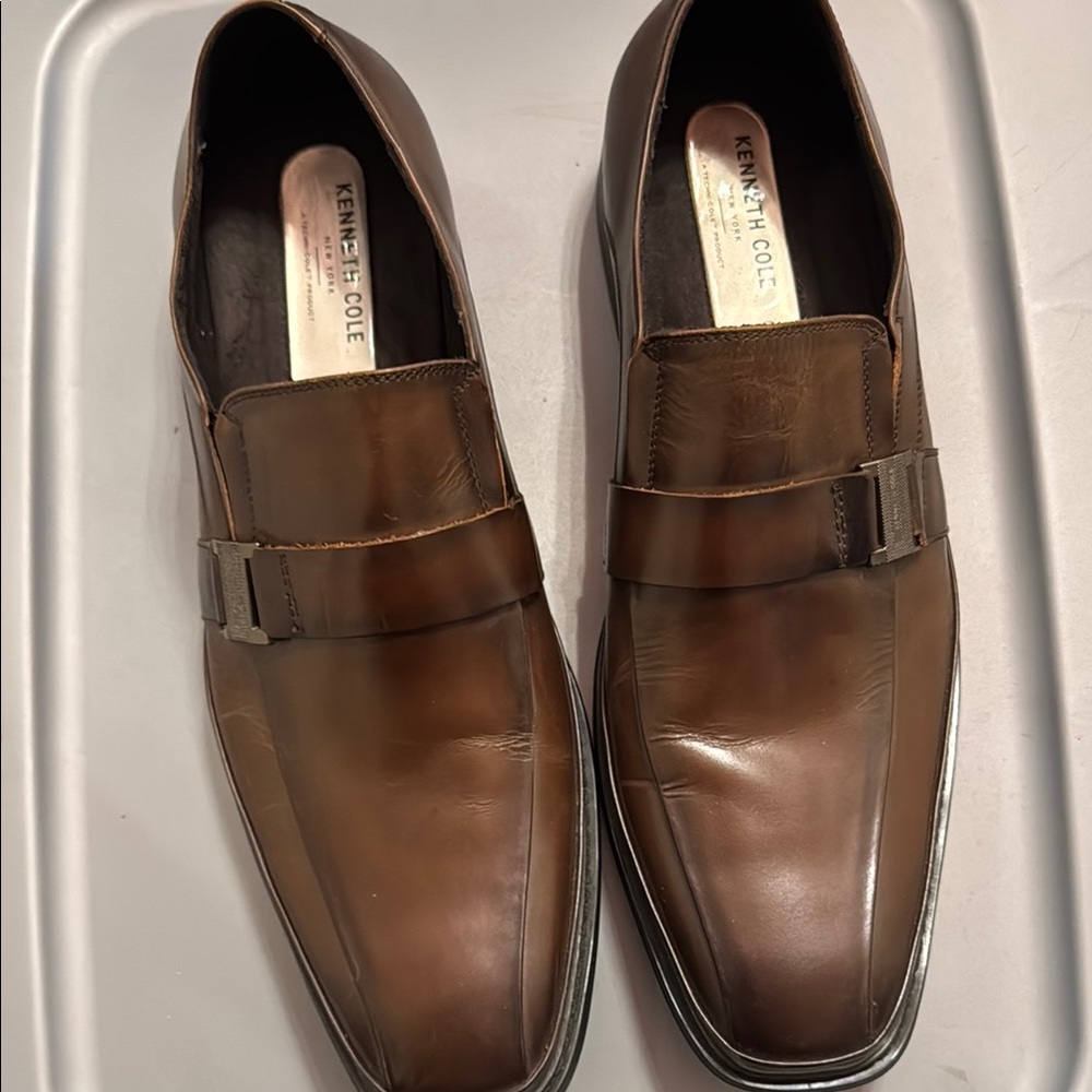 Kenneth Cole Brown Slip-On Loafers with Strap Detail